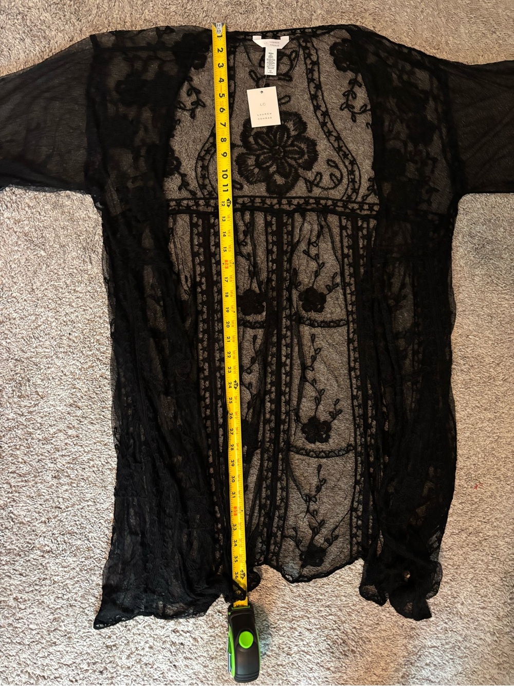 ⚡️FLASH SALE⚡️Lauren Conrad Black Sheer Lace Kimono Robe w Floral Embroidery O/S - Picture 7 of 7